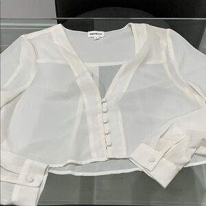 White Sheer Button-Up Blouse